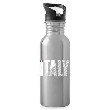 Italy Bold Striped Typography - Water bottle with straw - silver - Right