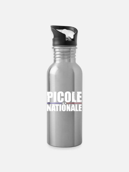 Nationale Picole - Trinkflasche mit integriertem Trinkhalm - Lightsilver