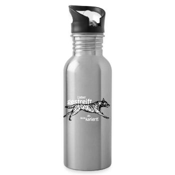lieber gestreift als kleinkariert - weiß - Trinkflasche mit integriertem Trinkhalm - Lightsilver - Rechts