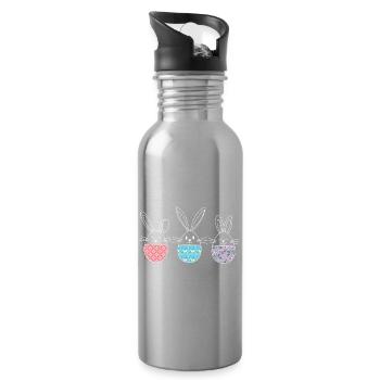 Ostern, süße Osterhasen Ostereier Zeichnung - Trinkflasche mit integriertem Trinkhalm - Lightsilver - Rechts