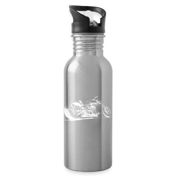 Chopper Motorcycle Design Motorcycle Club Motorcycle - Water bottle with straw - silver - Right