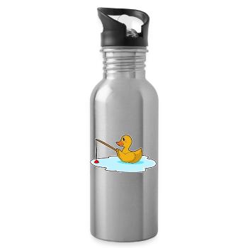 Duck Angler Fishing Rod Fishing - Water bottle with straw - silver - Right