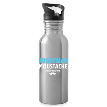 Rugby Moustache Style Statement - Gourde avec paille intégrée - argent clair - Droite