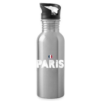 Glyphes en détresse de Paris avec drapeau français - Gourde avec paille intégrée - argent clair - Droite