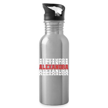 t shirt Alexandra t-shirt gift stacked text - Water bottle with straw - silver - Right