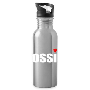 Ossi mit Herz rot - Trinkflasche mit integriertem Trinkhalm - Lightsilver - Rechts