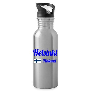 Helsinki, Finlande - Imprimés élégants - Gourde avec paille intégrée - argent clair - Droite