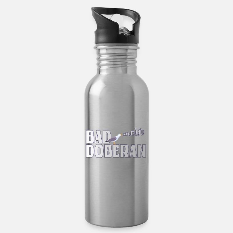 Möwe & Moin Bad Doberan Ostsee - Trinkflasche mit integriertem Trinkhalm - Lightsilver