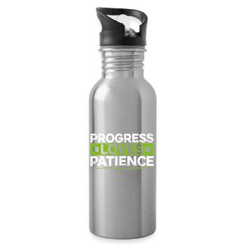 Le progrès aime la patience Motivation Cadeau - Gourde avec paille intégrée - argent clair - Droite