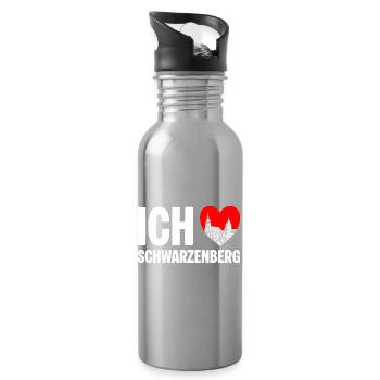 Schwarzenberg Ich liebe meine Stadt - Trinkflasche mit integriertem Trinkhalm - Lightsilver - Rechts
