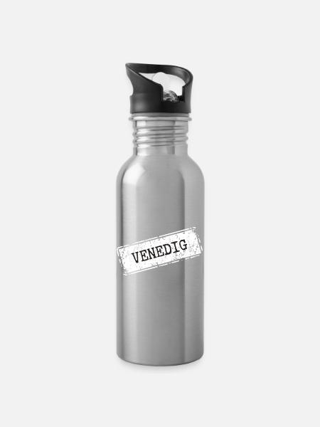 Venedig - Trinkflasche mit integriertem Trinkhalm - Lightsilver