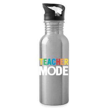Lehrer-Design mit bunten Buchstaben - Trinkflasche mit integriertem Trinkhalm - Lightsilver - Rechts