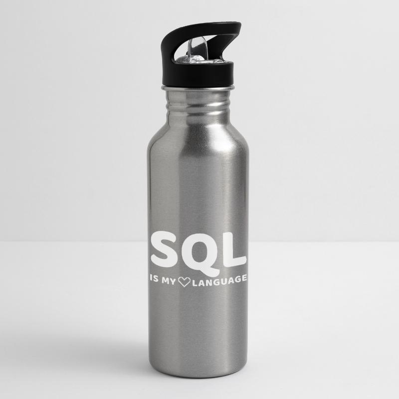 Celestial Code Pattern on Dark Background Water bottle with straw