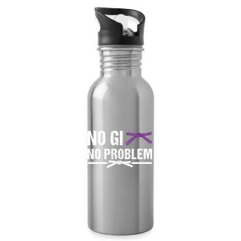 MMA BJJ jiu jitsu Vintage Brazilian Jiu Jitsu - Water bottle with straw - silver - Right