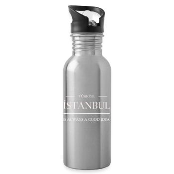 Türkiye, Istanbul always a good idea - Istanbul - Water bottle with straw - silver - Right