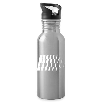 Monochrome Diagonal Slashes - Water bottle with straw - silver - Right