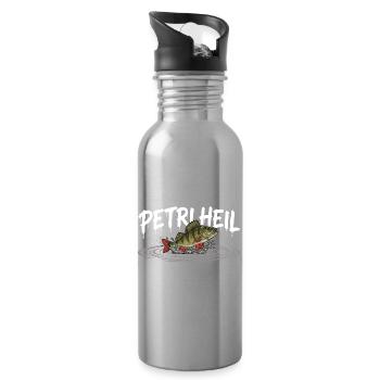 PETRI HEIL – Salut pêcheur avec perche - Gourde avec paille intégrée - argent clair - Droite