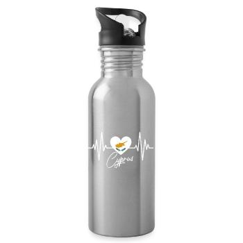 Zypern Flagge Herzschlag Republik Zypern Cyprus - Trinkflasche mit integriertem Trinkhalm - Lightsilver - Rechts