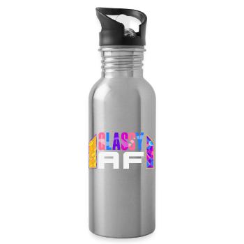 Stained Glass Art Stained Glass Artist - Water bottle with straw - silver - Right