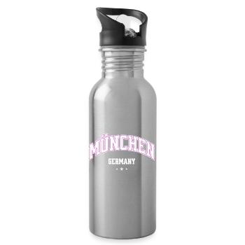 München Neonbogen Flair - Trinkflasche mit integriertem Trinkhalm - Lightsilver - Rechts