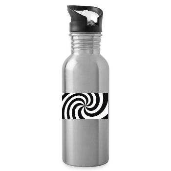 Hypnotische Schwarz-Weiß-Haarfeder - Trinkflasche mit integriertem Trinkhalm - Lightsilver - Rechts