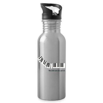 Wenn alles laut wird, spiel ich. - Trinkflasche mit integriertem Trinkhalm - Lightsilver - Rechts