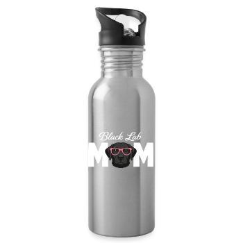 Schwarze Labrador-Mutter Schwarzer Labrador-Liebhaber - Trinkflasche mit integriertem Trinkhalm - Lightsilver - Rechts