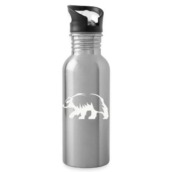 Bär Silhouette - Trinkflasche mit integriertem Trinkhalm - Lightsilver - Rechts