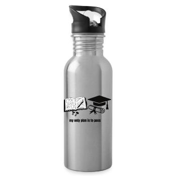 Mein einziger Plan ist zu bestehen – Motivational Student Gra - Trinkflasche mit integriertem Trinkhalm - Lightsilver - Rechts