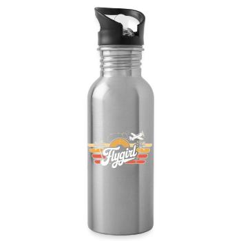 Flygirl Retro Aviation Sunset - Water bottle with straw - silver - Right