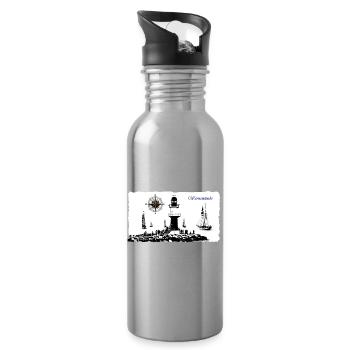 Warnemünde Leuchtturm Kompass Edition - Trinkflasche mit integriertem Trinkhalm - Lightsilver - Rechts