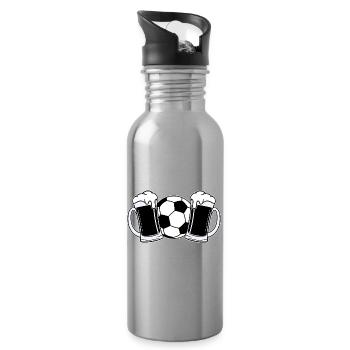 Bière de football - Gourde avec paille intégrée - argent clair - Droite