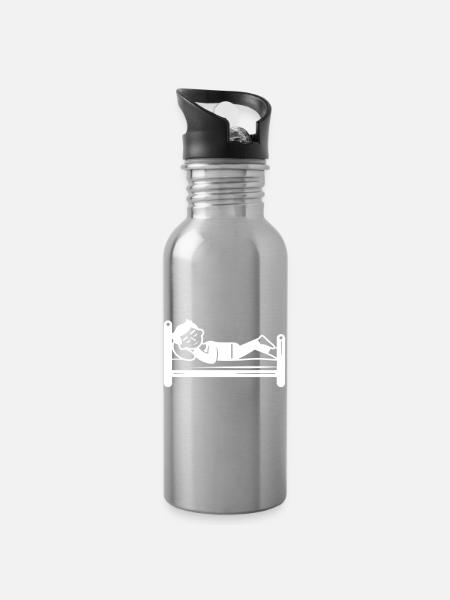 Schlafen Bett - Trinkflasche mit integriertem Trinkhalm - Lightsilver