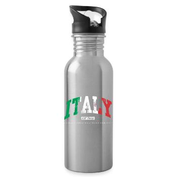 Distressed Italian Flag Streetwear - Water bottle with straw - silver - Right