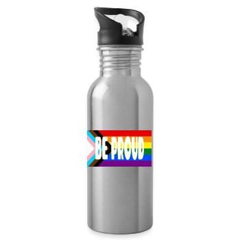 Be Proud Pride Flag Text - Trinkflasche mit integriertem Trinkhalm - Lightsilver - Rechts