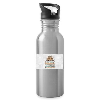 Natürlich Sixpack Kühlschrank Spruch - Trinkflasche mit integriertem Trinkhalm - Lightsilver - Rechts
