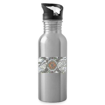 Urban Roundabout Mosaic - Water bottle with straw - silver - Right