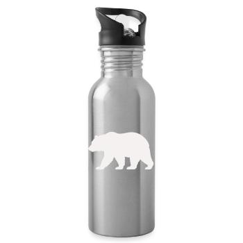 Silhouette d’ours - Gourde avec paille intégrée - argent clair - Droite