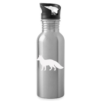 fuchs_silhouette_tier- - Trinkflasche mit integriertem Trinkhalm - Lightsilver - Rechts