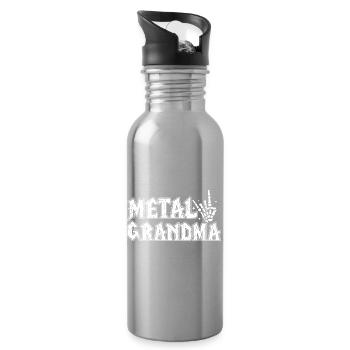 Metall-Oma Geschenk Oma Heavy Metal - Trinkflasche mit integriertem Trinkhalm - Lightsilver - Rechts