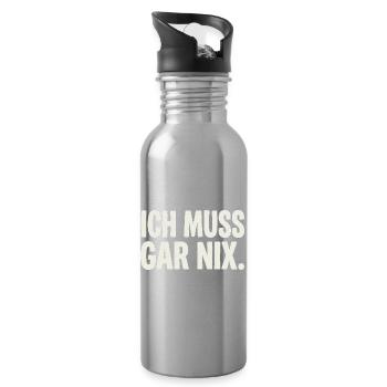 Ich Muss Gar Nix. - Trinkflasche mit integriertem Trinkhalm - Lightsilver - Rechts