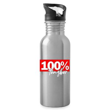 100% Tanzbar – Bold Dance Typography - Trinkflasche mit integriertem Trinkhalm - Lightsilver - Rechts