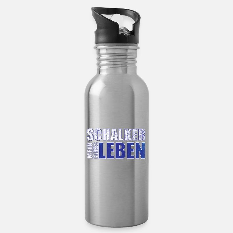 Schalker mein ganzes Leben - Trinkflasche mit integriertem Trinkhalm - Lightsilver