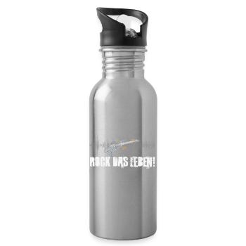 Rock das Leben! Gitarre, Musik - Trinkflasche mit integriertem Trinkhalm - Lightsilver - Rechts