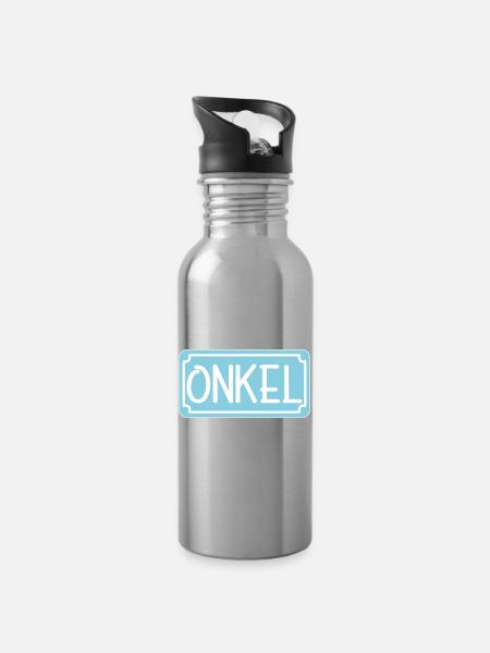 Geschenke für ONKEL - ONKEL WERDEN - Trinkflasche mit integriertem Trinkhalm - Lightsilver