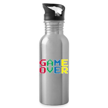 Vintage-Videospiel - Trinkflasche mit integriertem Trinkhalm - Lightsilver - Rechts