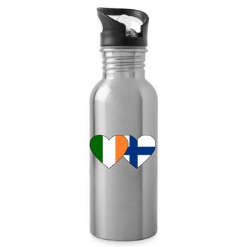 Irland Finnland Flagge Herz - Trinkflasche mit integriertem Trinkhalm - Lightsilver - Rechts