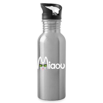 Miaou typographique - Gourde avec paille intégrée - argent clair - Droite