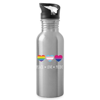 Mois de la fierté LGBT - Paix, amour, fierté - Gourde avec paille intégrée - argent clair - Droite
