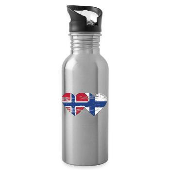 Norvège Finlande drapeau coeur utilisé - Gourde avec paille intégrée - argent clair - Droite